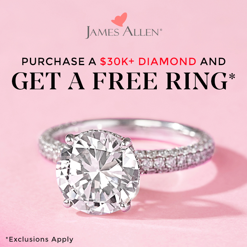 James Allen advertisement: Free ring with a $30,000 diamond.