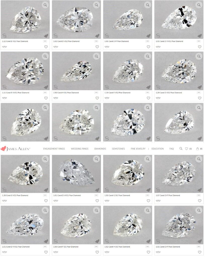 Pear shaped diamond ratio sales